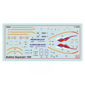 1:144 Сборная модель ZVEZDA Региональный пассажирский авиалайнер Superjet 100, подарочный набор