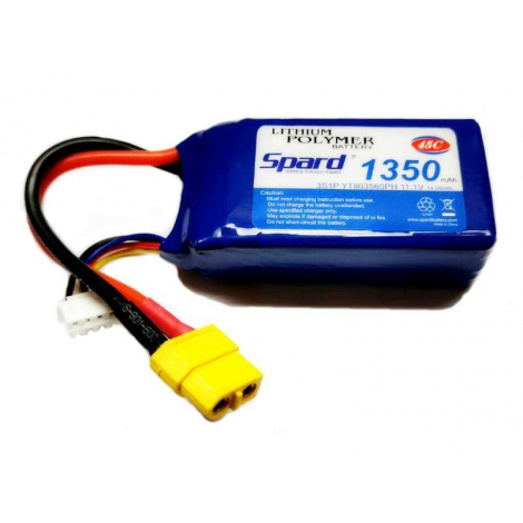 Аккумулятор Spard Li-Po 11.1V 1350mAh, 45C, 3s1p, XT-60