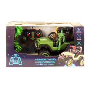 1:16 Военный джип с солдатиками, стреляет ракетами