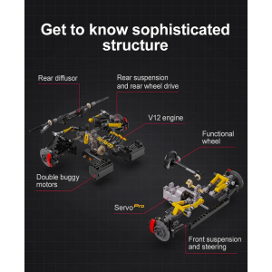 Конструктор модульный - споркар V12 Hypercar CaDA Master Double Eagle C61053W (4449 деталей), 2.4Ghz
