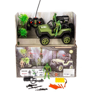 1:16 Военный джип с солдатиками, стреляет ракетами