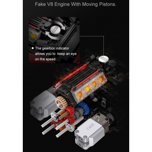 Конструктор модульный - споркар Ferrari 488 1:8 CaDA Master Double Eagle C61057W (3187 деталей), 2.4Ghz