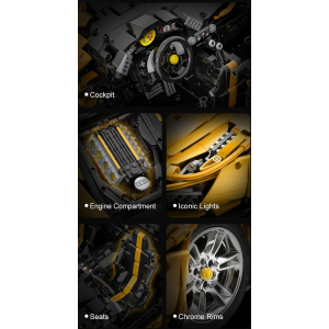 Конструктор модульный - споркар Ferrari 488 1:8 CaDA Master Double Eagle C61057W (3187 деталей), 2.4Ghz