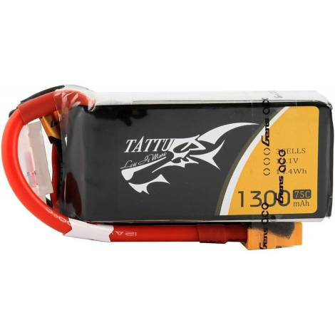 Аккумулятор Tattu Li-Po 11.1V 1300mAh, 75C, 3s1p, XT-60