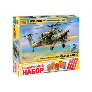 1:72 Сборная модель ZVEZDA Российский ударный вертолёт Ми-28А, подарочный набор