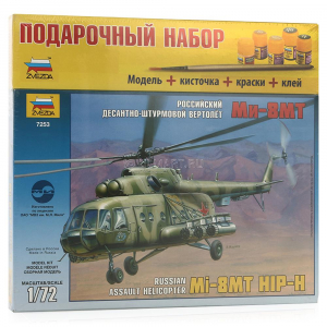 1:72 Сборная модель ZVEZDA Российский десантно-штурмовой вертолет Ми-8МТ, подарочный набор