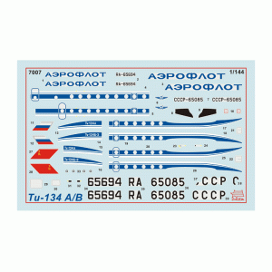 1:144 Сборная модель ZVEZDA Пассажирский авиалайнер Ту-134А/Б-3, подарочный набор