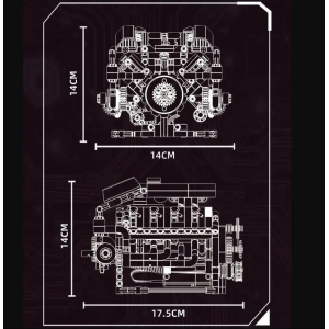 Конструктор моноблочный Двигатель суперкара V8 компрессор (700 деталей)