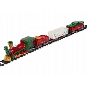 Железная дорога Новогодний поезд Fenfa (3 вагона, пар, пульт, свет, звук) - 1613F